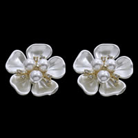 Rhinestone Costume Accessories, ABS Plastic Pearl, with Iron, Flower, gold color plated, with rhinestone, white Approx 1mm 