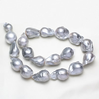 perles nucléées cultivées d'eau douce , perle nucléée de culture d'eau douce, baroque, gris, 15-18mm Environ 0.8mm Environ 16.5 pouce, Vendu par brin