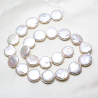 Coin Cultured Freshwater Pearl Beads, natural, white, 15-16mm Approx 0.8mm Approx 16 Inch 