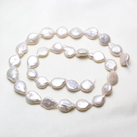 Keshi Cultured Freshwater Pearl Beads, Coin, natural, white, 9-10mm Approx 0.8mm Approx 15 Inch 