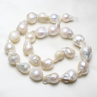 perles nucléées cultivées d'eau douce , perle nucléée de culture d'eau douce, baroque, naturel, blanc, 10-24mm Environ 0.8mm Environ 16 pouce, Vendu par brin