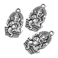 Buddhist Jewelry Pendant, Zinc Alloy, Ganesha, antique silver color plated Approx 2mm 