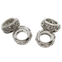 Donut Rhinestone Spacer , Zinc Alloy, platinum color plated, with rhinestone & large hole, lead & cadmium free Approx 8mm 