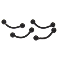 Stainless Steel Curved Barbell, black ionic, detachable 