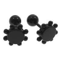 Stainless Steel Ear Piercing Jewelry, black ionic, detachable 