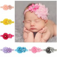 Mode Baby-Stirnband, Polyester, mit ABS-Kunststoff-Perlen, Blume, für Kinder & mit Strass, keine, 170x60x12mm, Länge:ca. 13 ZollInch, verkauft von PC