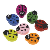 Dyed Wood Beads, Ladybug, printing, mixed colors Approx 1mm 