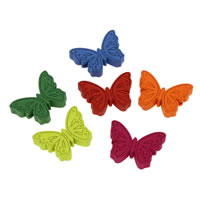 Gefärbtes Holz Perlen, Schmetterling, gemischte Farben, 23x16x5mm, Bohrung:ca. 1mm, 1000PCs/Tasche, verkauft von Tasche