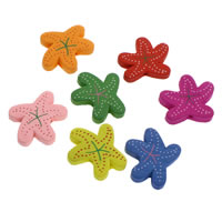Dyed Wood Beads, Starfish, printing, mixed colors Approx 1mm 