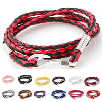 Unisex Bracelet, PU Leather, with Zinc Alloy, Pirate Fishhook, plated 4mm Approx 31.4 Inch 