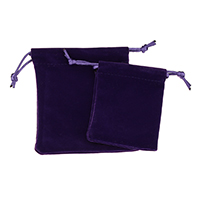 Velveteen Drawstring Pouches, with Nylon Cord, Rectangle purple 