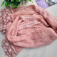 Cotton Scarf & Shawl, with Lace, Rectangle 