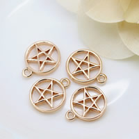 Brass Star Pendants, pentagram, 24K gold plated Approx 1.5mm 