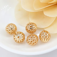 Hollow Brass Beads, Round, 24K gold plated, 11.5mm Approx 1.5mm 