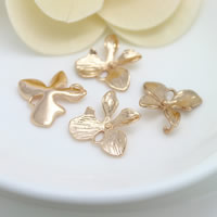 Brass Flower Pendants, 24K gold plated, with loop, 16mm Approx 2mm, 1.5mm 