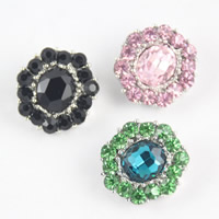 Jewelry Snap Button, Zinc Alloy, with Crystal, Flower, platinum color plated, faceted & with rhinestone lead & cadmium free, 23mm 