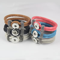 Snap Button Bracelet, Zinc Alloy, with PU Leather, Flat Round, plated lead & cadmium free, 20cm, Inner Approx 6mm Approx 7.5 Inch 