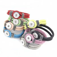 Snap Button Bracelet, Zinc Alloy, with PU Leather, Flat Round, plated , mixed colors, lead & cadmium free, 20cm, Inner Approx 6mm Approx 7.5 Inch 
