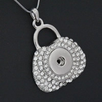 Zinc Alloy Snap Button Pendant Setting, Handbag, platinum color plated, with rhinestone, lead & cadmium free, 18mm Approx 3mm, Inner Approx 6mm 