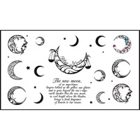 Tattoo Sticker, Paper, Moon and Star, with letter pattern & waterproof 