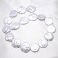 Coin Cultured Freshwater Pearl Beads, natural, white, 20-22mm Approx 0.8mm Approx 15.5 Inch 