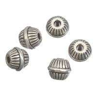 Zinc Alloy Corrugated Beads, Drum, antique silver color plated, lead & cadmium free, 6x7 Approx 1mm 