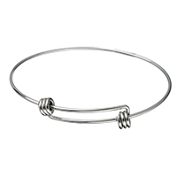 Adjustable Wire Bangle, Stainless Steel, original color, 1.5mm, Inner Approx Approx 8 Inch 
