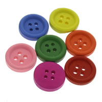 4 Hole Wood Button, Buckle mixed colors 