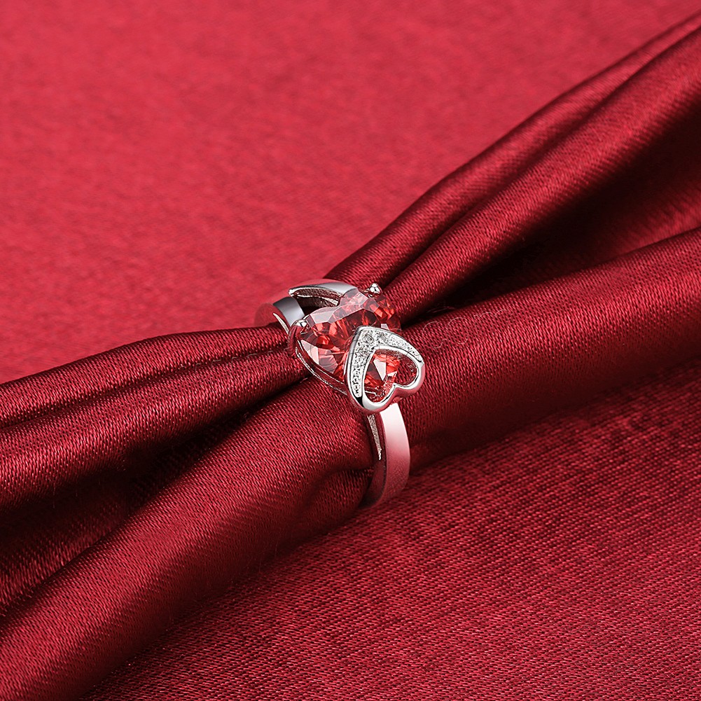 Favourer ® палец кольцо, Латунь, Сердце, плакированный настоящим серебром, разный размер для выбора & с кубическим цирконием, продается PC