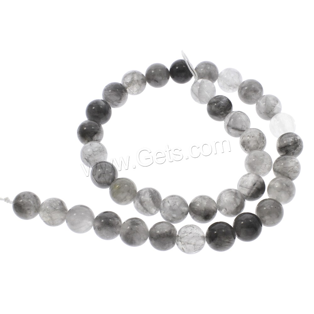 Natürliche graue Quarz Perlen, Grauer Quarz, rund, verschiedene Größen vorhanden, Bohrung:ca. 1mm, Länge:ca. 14.5 ZollInch, verkauft von Strang