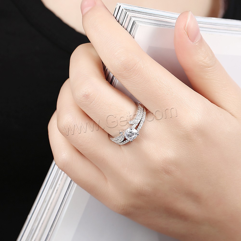 Comeon® Sterling Silber Finger Ring, 925 Sterling Silber, verschiedene Größen vorhanden & Micro pave Zirkonia, 6x6mm, 2PCs/setzen, verkauft von setzen