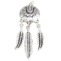 Zinc Alloy Feather Pendants, antique silver color plated, lead & cadmium free Approx 3mm 