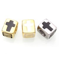 Stainless Steel European Beads, Rectangle, plated, epoxy gel & without troll Approx 5mm 