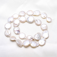 Keshi Cultured Freshwater Pearl Beads, Coin, natural, white, 13-14mm Approx 0.8mm Approx 15 Inch 
