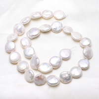 Coin Cultured Freshwater Pearl Beads, natural, white, 12-13mm Approx 0.8mm Approx 16 Inch 