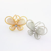 Dual Use Brooch Scarf Buckle, Zinc Alloy, with Cats Eye, Butterfly, plated, with rhinestone lead & cadmium free, 42mm 