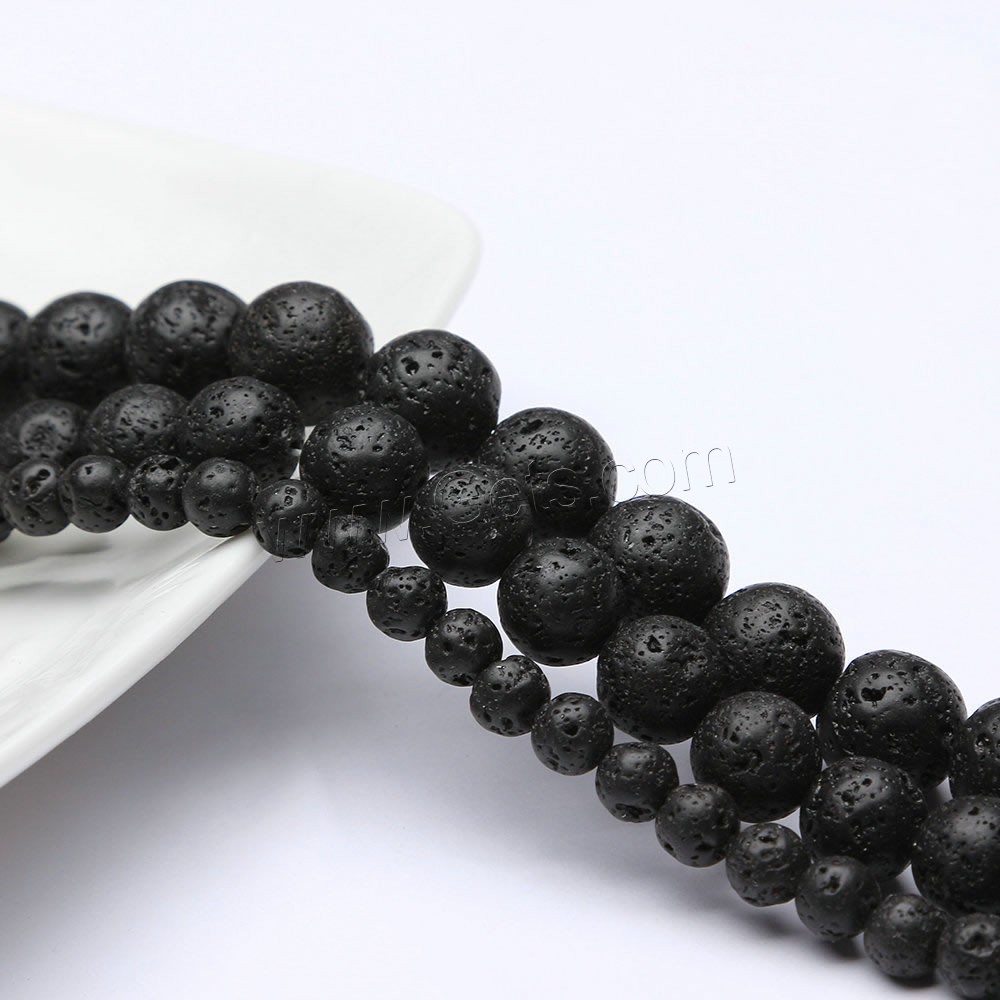 Natural Lava Beads, Round, different size for choice, black, Hole:Approx 1mm, Length:Approx 15 Inch, Sold By Strand