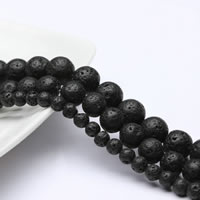 Multicolor Lava Perlen, rund, natürlich, verschiedene Größen vorhanden, schwarz, Bohrung:ca. 2mm, Länge:ca. 15.5 ZollInch, verkauft von Strang