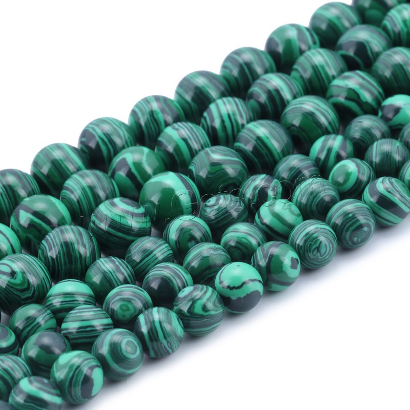 Perles synthétiques de Malachite, Rond, normes différentes pour le choix, Trou:Environ 1mm, Longueur:Environ 15 pouce, Vendu par brin