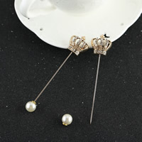Rhinestone Zinc Alloy Brooch, with ABS Plastic Pearl, Crown, gold color plated, with rhinestone, lead & cadmium free 
