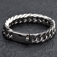 Men Bracelet, Titanium Steel, curb chain & for man, original color, 14mm Approx 8.5 Inch 