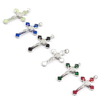 Zinc Alloy Cross Pendants, Crucifix Cross, platinum color plated, Christian Jewelry & with letter pattern & enamel lead & cadmium free, 52mm Approx 2mm [