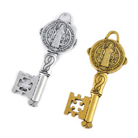 Zinc Alloy Christian Pendant, Key, plated, Christian Jewelry & with letter pattern lead & cadmium free, 50mm Approx 4mm 