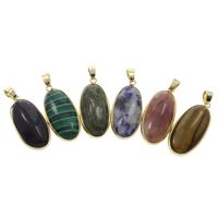 Pendentifs pierres gemmes mixtes , pierre gemme, avec laiton, Placage de couleur d'or, mélangé Environ Vendu par PC