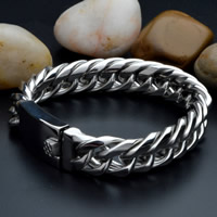 Men Bracelet, Titanium Steel, twist oval chain & for man, original color, 13mm Approx 8-8.5 Inch 
