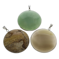 Pendentifs pierres gemmes mixtes , pierre gemme, avec laiton, Placage de couleur platine, mélangé Environ Vendu par PC