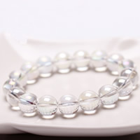 Clear Quartz Bracelet, Round, colorful plated, 12mm Approx 6.5 Inch 
