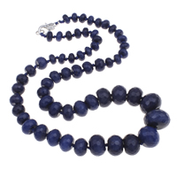 marbre teint collier, Alliage de zinc fermoir homard, rondelle, perles graduées & facettes, bleu, 10-16mm Environ 20.5 pouce, Vendu par brin