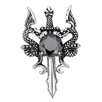 Cubic Zirconia Stainless Steel Pendant, Sword, with cubic zirconia & faceted & blacken Approx 