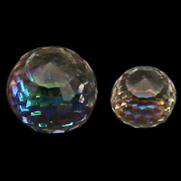Crystal Cabochons, Round & colorful plated & flat back & faceted, Crystal Clear 